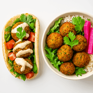 Falafel wrap and bowl vegan halal - Mediterranean food Boston