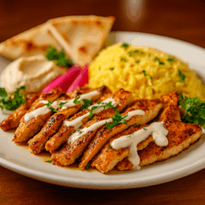 Chicken shawarma platter halal Boston - Mediterranean grilled chicken