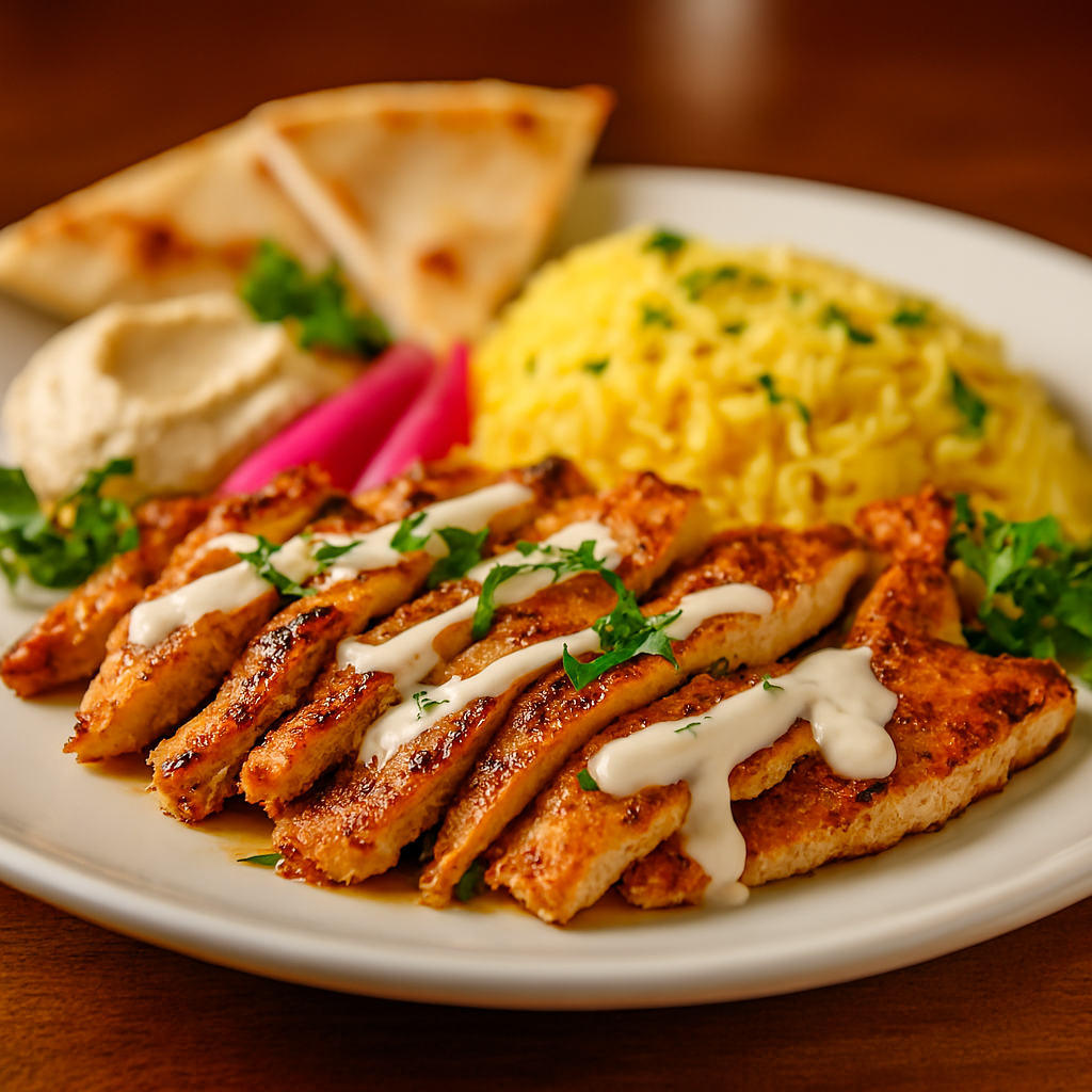 Chicken shawarma platter halal Boston - Mediterranean grilled chicken