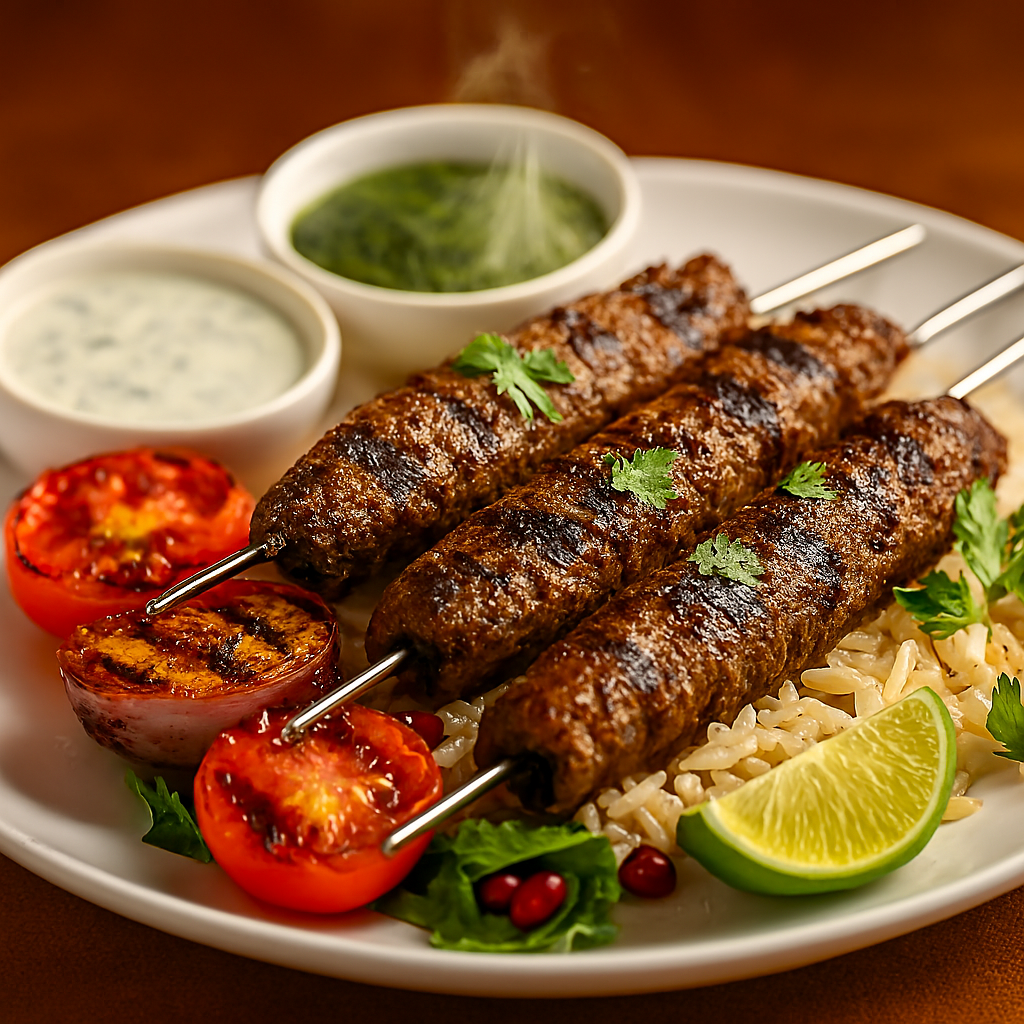 Lamb seekh kebabs halal - Indo-Pakistani grilled meat Boston