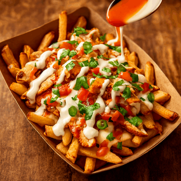Loaded halal fries chicken shawarma - Comfort food Boston